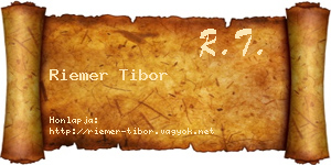 Riemer Tibor névjegykártya
